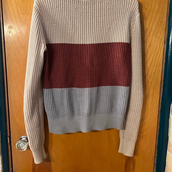 Colorblock Knit Sweater - Beige, Red, and Gray - Picture 3 of 3